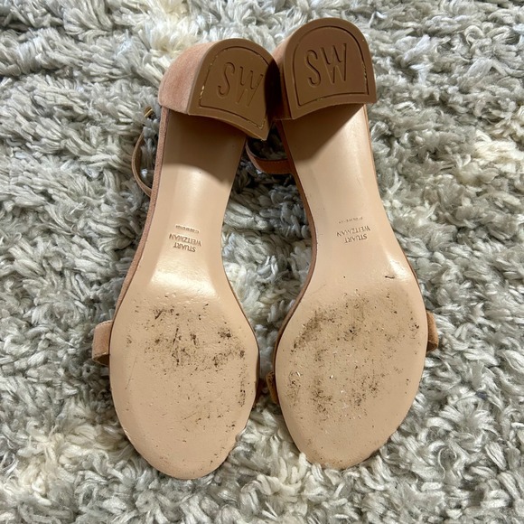 Stuart Weitzman Nearlynude Block Heel Sandals in Blush Nude sz 9.5 - Picture 4 of 5